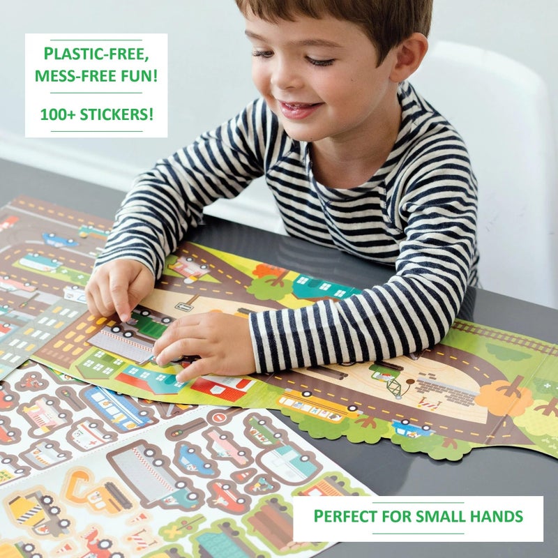 Petit Collage Sticker Activity Book, My Animal World â€“ Giant Fold Out Sticker Book for Kids, Includes Over 100 Reusable Stickers â€“ Activity Toys for Ages 4+ - Image 3